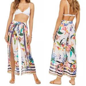 Trina Turk Treasure Cove Swim Cover Up Fly Away Pants Tropical Floral Print XS